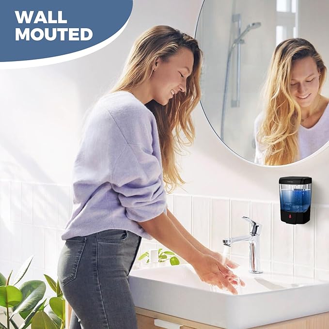 interhasa! Automatic Soap Dispenser Wall Mount 20oz Refillable Liquid Hand Sanitizer Dispenser Commercial Soap Dispenser for Bathroom Support Liquid Gel