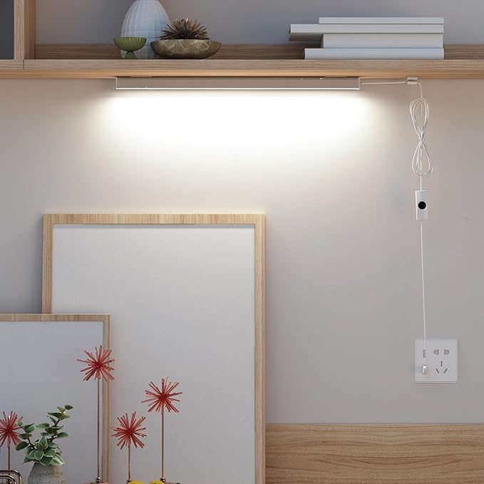 ASOKO Under Cabinet Led Lighting, 12 Inch Light Strip Bar, Daylight White 5000K Dimmable Plug in USB Light, Small Thin Led Under Counter Lighting for Kitchen/Room/Shelf/Desk/Display Case