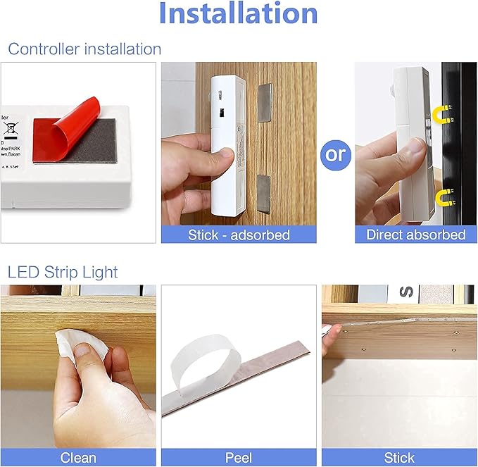 WOBANE Rechargeable Motion Sensor Strip Light, LED Closet Lights,Upgraded Battery Operated LED Strip Light for Wardrobe,Stair,Pantry,Cupboard,Bed,Locker,2700K Warmwhite,6.56ft,2 Pack