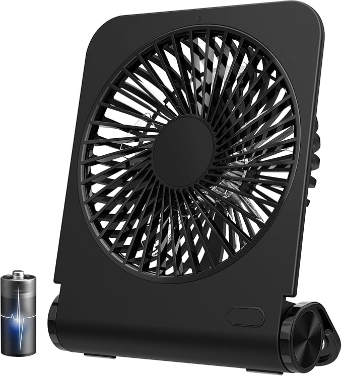 EasyAcc Small Desk Fan, Fan for Slumber Pod Rechargeable, 2000mAh Quiet Mini Desktop Fan Portable Rechargeable Fan for Cruise, Travel Office Pet Cooling Hot Flashes Travel Essentials