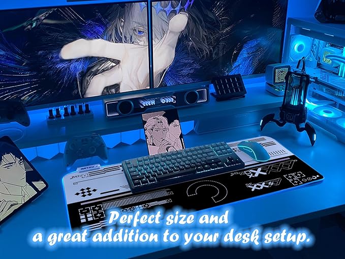 JMIYAV White Gaming Mouse Pad RGB Mousepad Non-Slip Rubber Base Extra Large Cool XL XXL Computer Desk Pad Gaming Accessories LED Light Up Extended Big Mouse Pad for Gamer Ops Overlay