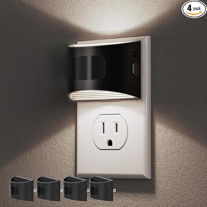 DORESshop LED Night Light[4 Pack], Night Lights Plug into Wall, 3 Mode Plug in Night Light with Motion Sensor, Dusk to Dawn Sensor, 5000K Daylight White, Nightlights for Adults, Bedroom, Hallway