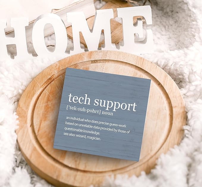 SRADMO Tech Support Office Wood Box Sign Desk Decor, Tech Support Gifts, Gifts For It Tech Guys, Desk Decorations Office, It Tech Gifts Wooden Box Sign Decoration, Tech Support Table Decor(Blue)