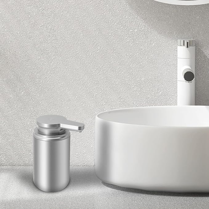 12 oz. Automatic Soap Dispenser Stainless Steel with Sensor Infrared Soap Dispenser Electric IPX5 Waterproof USB-C Charging Motion Sensor for Kitchen & Bathroom (Silver Cyl)