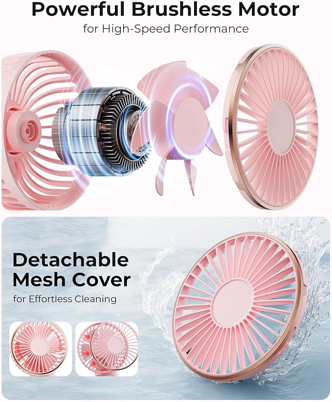 TUNISE Portable Handheld Fan, 4000mAh, 180 Adjustable, 6 Speed Wind, USB Rechargeable Foldable Fan with Real-Time Display