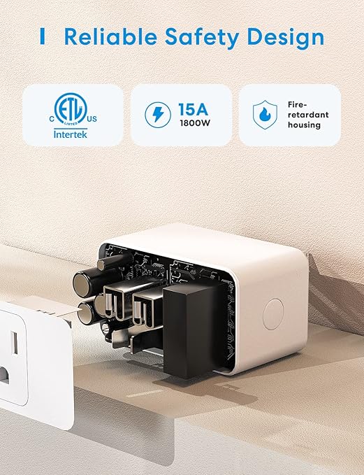 meross Smart Plug Mini Support Apple HomeKit, Siri, Alexa, App Control, Timer, 15A & Reliable Wi-Fi, No Hub Needed, 2.4G WiFi Only, 2 Pack