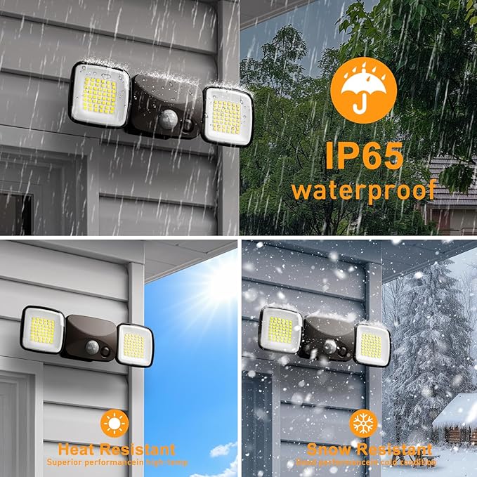 Motion Sensor Outdoor Lights, Rechargeable LED Security Flood Lights, USB Charging, No Wiring, No Solar, No Battery Replacement, High Brightness for Garage, Yard & Entryway, Brown 1-Pack (Small Size)