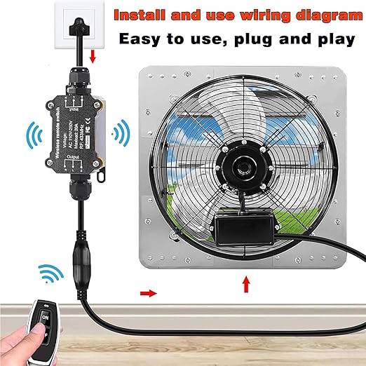 AC110V Remote Control Power Switch,Waterproof Wireless Light Switch,165 Feet Long,AC110V/120V/250V/20A RF Module Relay,Outdoor Weatherproof Smart Socket,Electrical Equipment
