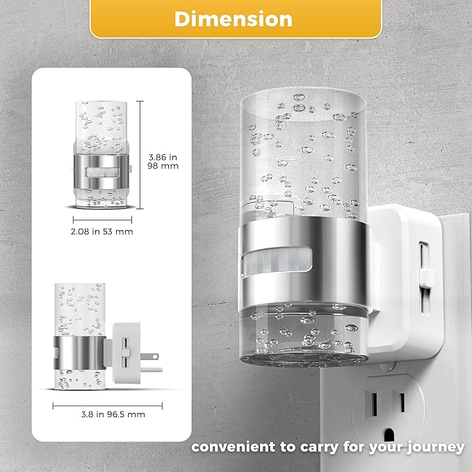 L LOHAS LED Motion Sensor Night Light,Dimmable Night Lights Plug into Wall, 2 Pack 3000K Night-Lights with 0-100 LM Adjustable, Acrylic Bubble Plug in Nightlight for Bathroom Hallway Nursery