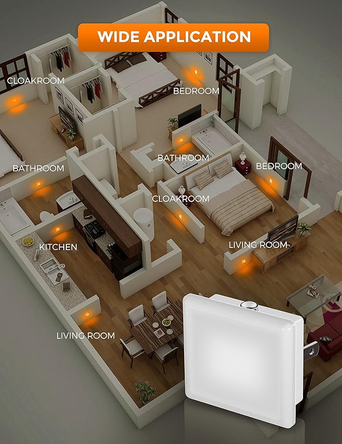 L LOHAS LED Night Lights Plug into Wall,[6-Pack] Plug in Night Light,Dusk to Dawn Sensor, 1800K Amber Light,0.3W Bright Nightlight Auto-On/Off for Adults Bedroom Bathroom Hallway Halloween