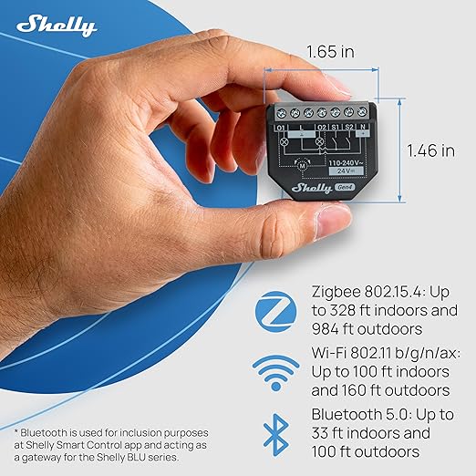 Shelly 2PM Gen4 | Wi-Fi, Zigbee & Matter 2-Channel Smart Relay Switch with Power Metering | Home Automation | Alexa, SmartThings, Google Home, HomeKit Compatible | Roller Shutters Control (4 Pack)