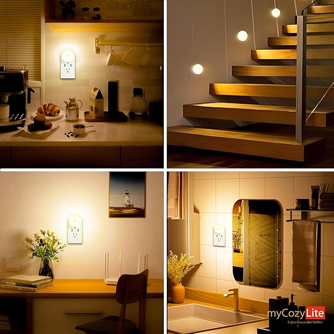 Motion Sensor Night Light, 2 Pack Motion Activated Night Light Plug in, Automatic ON OFF, 3200K Warm Hue, LED Nightlights Plug into Wall, for Bathroom, Kitchen, Bedroom, Kids room, Hallway, Stairway
