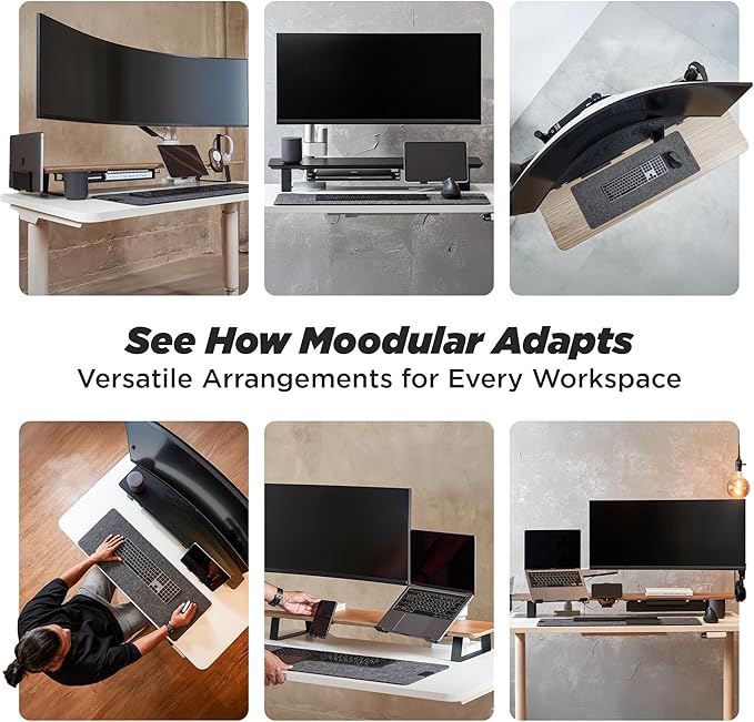 ULTRARM Moodular Add-ons Laptop Tray Stand [Accessory Only - Requires Moodular Wooden Monitor Stand Slide Rails for Use] Black MSA-LT