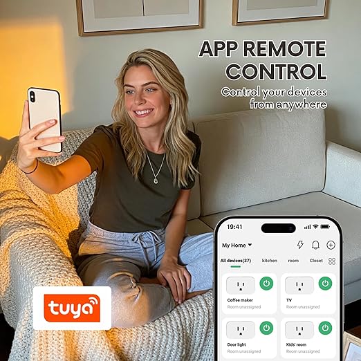 BXST Smart Plug, WiFi Smart Plugs Work with Alexa and Google Home, 15A/1800W Max, Smart Outlet Timer with APP Remote Control, Voice Control, 2.4GHz Wi-Fi, No Hub Required, CE FCC Listed (1, White)