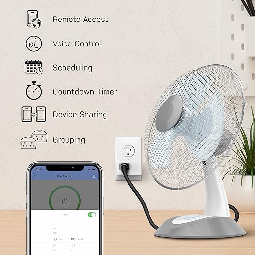 Feit Electric Smart Wi-Fi Plug, Works with Alexa and Google Home, No hub Required, 2.4 Ghz Network Only, Remote Control from Anywhere 15 Amp, Indoor Outlet for Home Appliances
