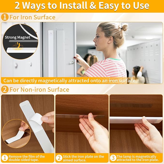 Wireless Under Cabinet Lighting 12 Inch 3 Pack, 1500mAh Magnetic Motion Sensor Light USB C Rechargeable Closet Lights, 3 Color Dimmable LED Night Light Stick on Under Counter Lights for Kitchen Stairs