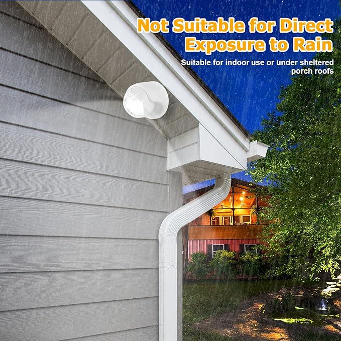 Motion Sensor Outdoor Lights - Outdoor Motion Sensor Light Battery Operated Wireless Spotlight Motion Detector Security Light Auto On Off for Sheltered Porch Stair Hallway Garage Wall Shed (2 Pack)