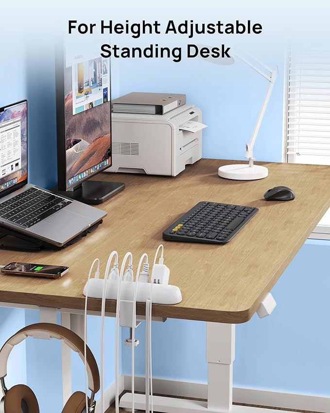 TROND Desk Clamp Power Strip 20W USB C, Surge Protector with 4 Outlets 4 USB Ports, Flat Plug 6ft Extension Cord, 1700J, ETL Listed, Fits 1.97 inch Tabletop Edge, for Home Office Accessories, White