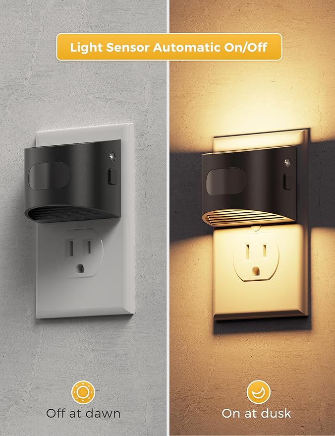 L LOHAS LED Motion Sensor Night Light, Night Lights Plug into Wall with with Motion Sensor & Dusk to Dawn Sensor, Motion Activated LED Night Light, 3000K Soft White, 4 Pack