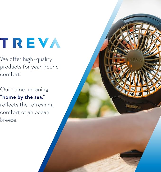 Treva 5-Inch USB and Battery Powered Desk Fan With Two Cooling Speeds and Adjustable Tilt, Small USB Fan Cubicle Accessories Durable and Long Lasting (White)