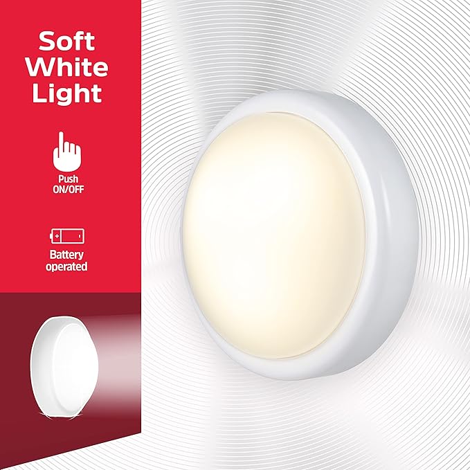 Energizer Battery Operated Lights LED Tap Light Under Cabinet Lighting for Kitchen Closet Pantry Garage, AA Batteries Required, Nightlight for Bedroom, 4 Pack, 48958