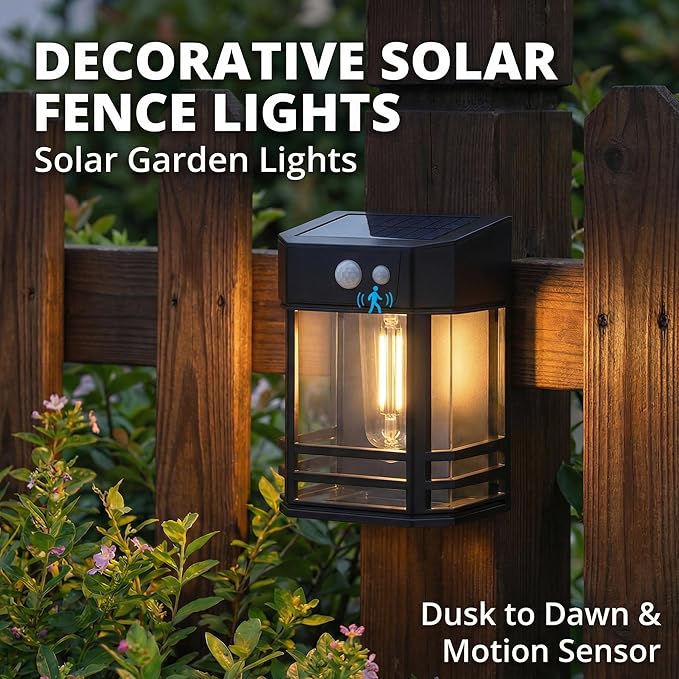 btfarm Solar Fence Lights, 4 Pack Motion Sensor Lights Outdoor, 3 Lighting Modes Dusk to Dawn Solar Deck Lights, IP65 Waterproof for Fence Post Wall Stairs Patio Backyard