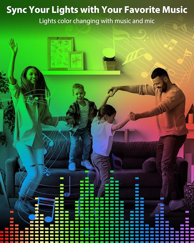 ASOKO 300 Lumens RGB Under Cabinet Led Light Plug in, 6 Pack 12 inch Linkable Under Counter Lights, Music Sync RGB LED Strip Lights with APP & Remote Control, Ambient Lights for Room Decor