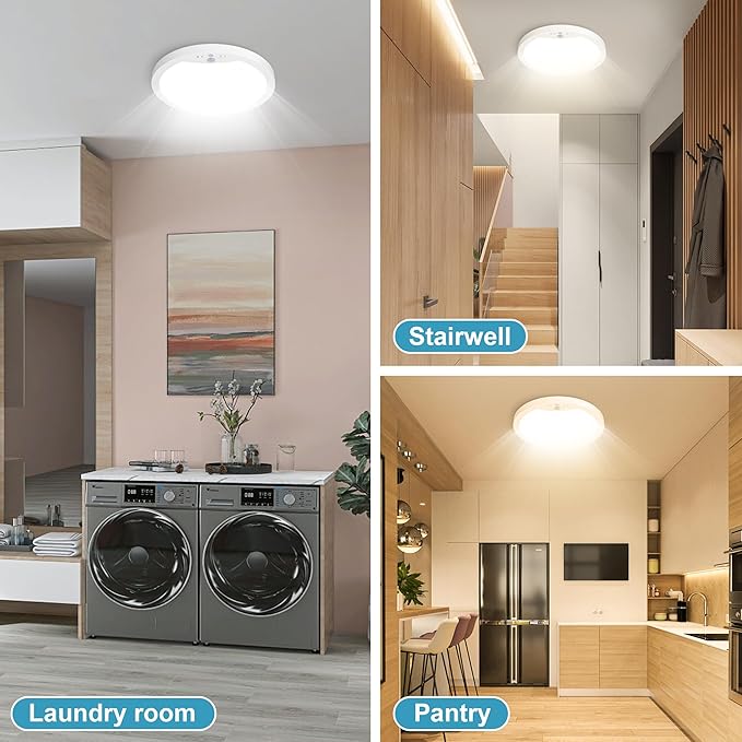 Hard-Wired Motion Sensor Ceiling Lights, 9in 20W Flush Mount Motion LED Ceiling Lights, 3000K 4000K 6000K Indoor Ceiling Light for Closet Doorway Stairway Hallway, 2 Packs, Not Battery Operated