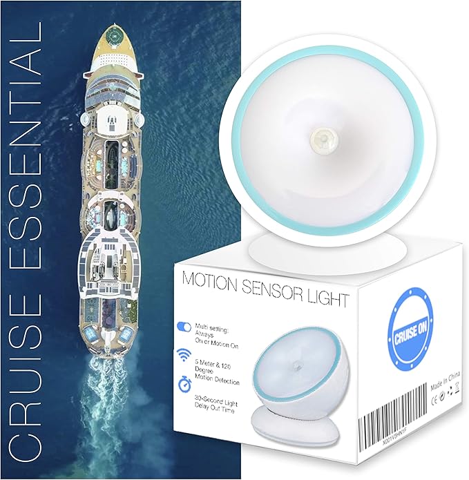 Cruise On Motion-Activated Battery LED Light with Magnetic Base, 360° Rotating Night Lamp for Closets, Bathrooms, Hallways & Cabinets, Wireless, Easy Install, Auto Sensor for Hands-Free Illumination