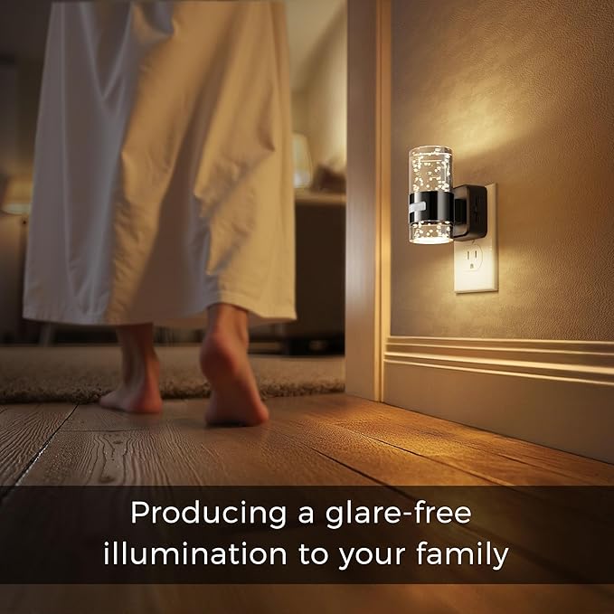 L LOHAS LED Motion Sensor Night Light,Dimmable Night Lights Plug into Wall, 2 Pack 3000K Night-Lights with 0-100 LM Adjustable, Acrylic Bubble Plug in Nightlights for Bathroom Hallway Nursery