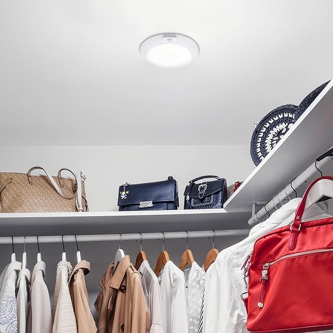 Maxxima 6 in. Round Motion Sensor LED Ceiling Mount Light Fixture - 700 Lumens, 5000K Daylight, Indoor Dome Light, Ideal for Closet, Hallway, or Kitchen Pantry Lighting