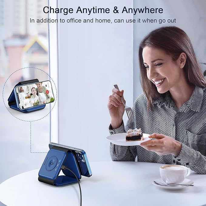 Wireless Charger 3 in 1,RTOPS Magnetic Traval Wireless Charging Station Multiple Devices,GaN 3 in 1 Charging Station,Compatible iphone17/16/15/14/13/Pro/Max,iWatch,AirPods4/3/2/Pro(Adapter Includes)