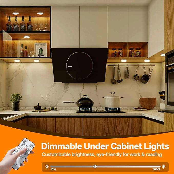 Homelist 3 Pack Under Cabinet Lighting Plug in, Motion Sensor Lights Indoor with Remote Control, LED Wired Stick-On Closet Lights for Kitchen/Shelf/Bar/Cupboard