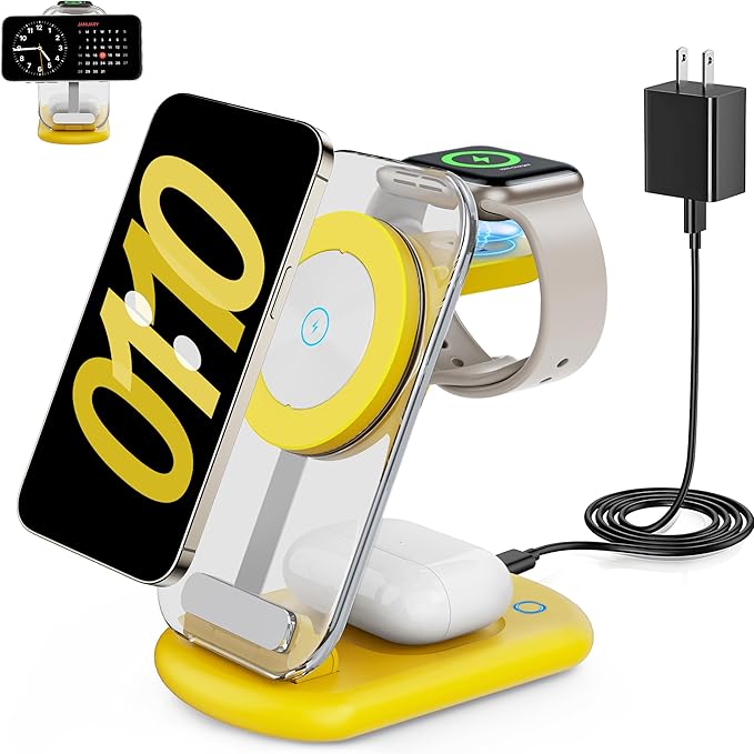 RYND 2026 Traveling Wireless Mag-Safe Fast Charging Station,Magnetic 3 in 1 Charger with Light for iPhone 16 15 14 13 12 Pro Max Plus,Apple Watch Series & Air pods 4 3 2 Pro-Gifts for Wife & Husband