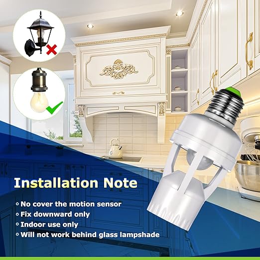 Hortsun 3 Pcs Motion Sensor Light Socket Smart Screw in Light Bulb Outlet Compatible with E26/e27 Motion Activated Bulb Holder Adapter Automatic Control for Porch Garage Storage Room (White)