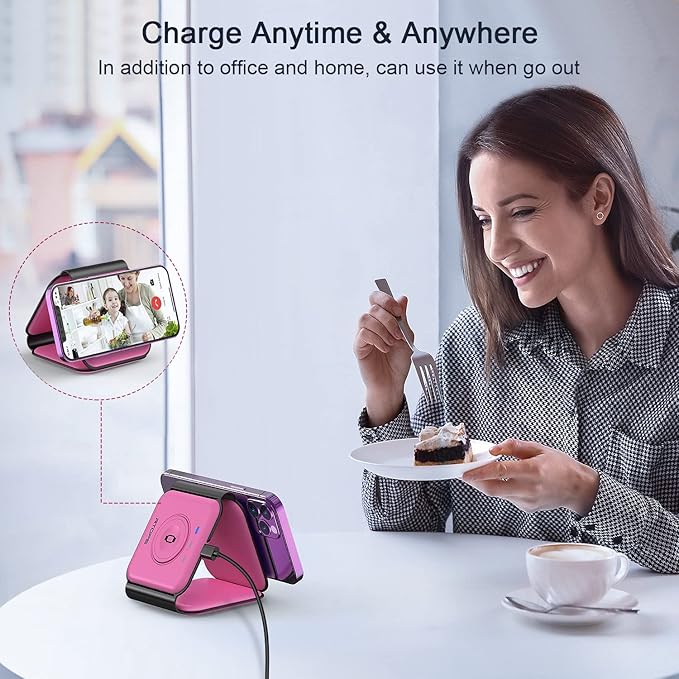 Wireless Charger 3 in 1,RTOPS Magnetic Traval Wireless Charging Station Multiple Devices,GaN 3 in 1 Charging Station,Compatible iphone17/16/15/14/13/Pro/Max,iWatch,AirPods4/3/2/Pro(Adapter Includes)