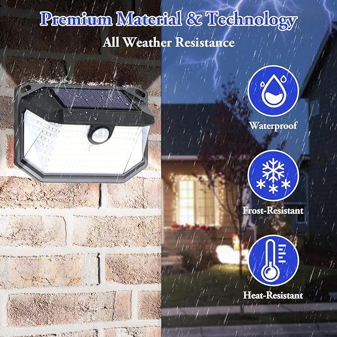 Solar Outdoor Lights, 16-Pack Super Bright 178 LEDs Motion Sensor Wall Light with 270° Wide Angle & 3 Modes, Waterproof Solar Powered Security Light for Patio Garden Garage Front Door
