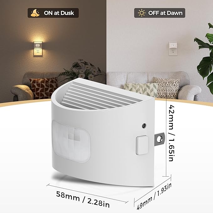 DORESshop LED Night Light[2 Pack], Night Lights Plug into Wall, 3 Mode Motion Sensor Night Light Plug in, Dusk to Dawn Sensor, Nightlights for Adults, Bedroom, Bathroom, Hallway, White Cover
