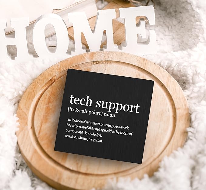SRADMO Tech Support Office Wood Box Sign Desk Decor, Tech Support Gifts, Gifts For It Tech Guys, Desk Decorations Office, It Tech Gifts Wooden Box Sign Decoration, Tech Support Table Decor(Black)