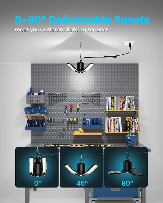 Motion Sensor Garage Light Plug-in 80W 8000LM, Motion Activated Led Shop Light with Romote, 3 Modes Indoor Bulb for Basement/Workshop 1Pack