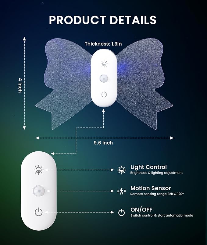 LOFTEK Motion Sensor Wall Light, Rechargeable Color-Changing Sconce with Butterfly Wing Design, Dimmable Brightness, 1800mAh Battery, Perfect for Hallway, Stairs, Bedroom, Bathroom [2 Pack]