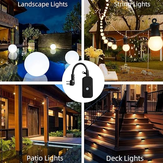 5GHz &2.4 GHz Outdoor Smart WiFi Plug Outlet,IP44,15 Amps,One Grounded Outlet, Wireless Remote, Alexa Smart Plugs and Google Home Assistant, ETL Listed,Black(1 Pack)