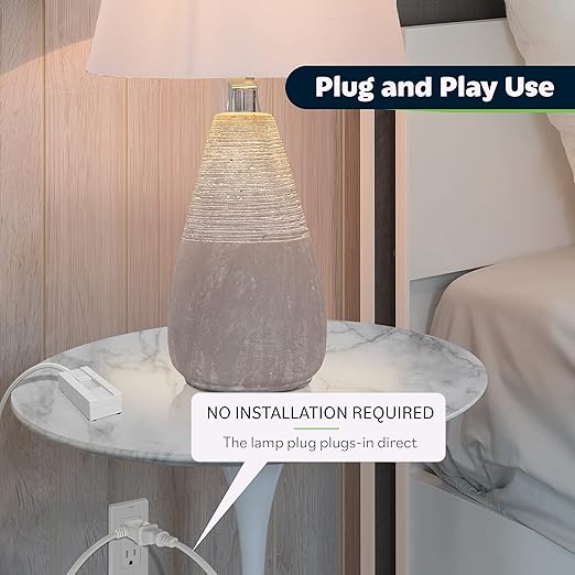 TOPGREENER Table-Top Plug in Dimmer for Table or Floor Lamps, Slide Control, Works with 360 Watt Incandescent/Halogen and 150 Watt Dimmable CFL/LED, Off at Lowest dim, 6ft Cord, TGTTDL300-W, White