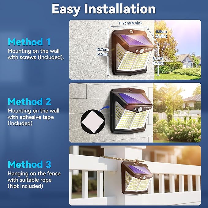 CLAONER Solar Lights Outdoor, [128 LED/6 Packs] Solar Motion Sensor Lights 3 Working Modes Outdoor Lights with 270° Wide Angle Wireless IP65 Waterproof Security Light for Fence Patio, Cold White
