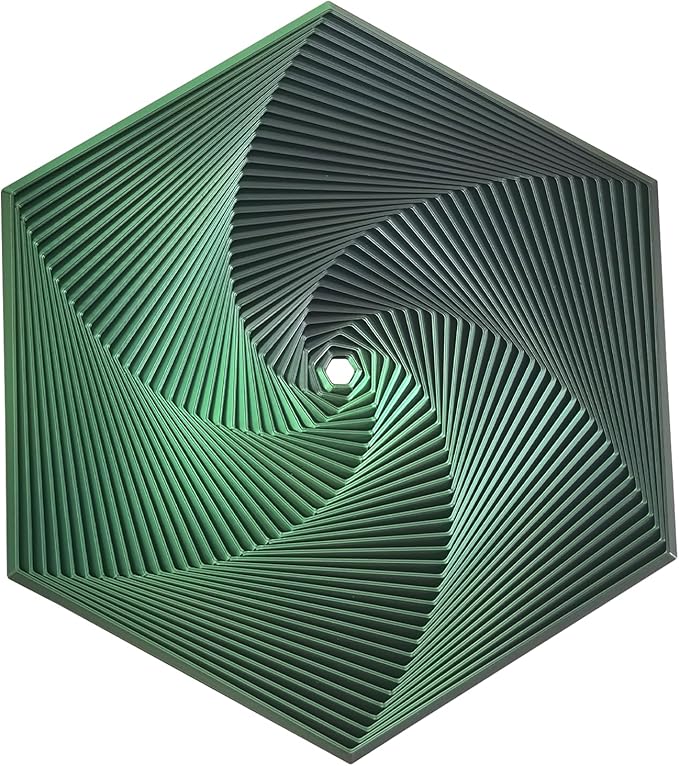 Fractal Fidget Hexagon - Suitable for Relieving Stress, Anxiety, and Tension | Autism, ADHD | Desk Adult Fidgeting Stress Relief Gift (Green Black 35 Rings)