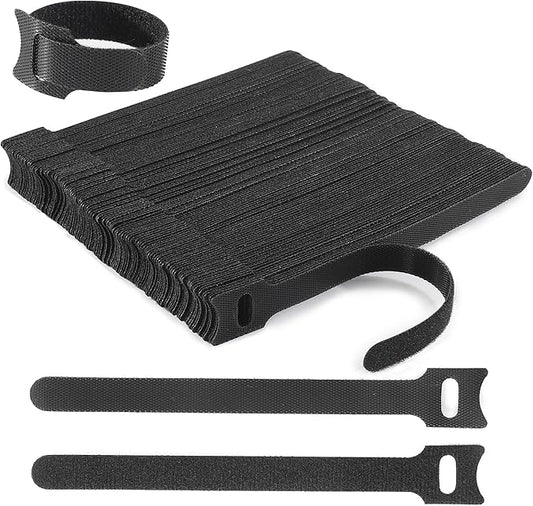 Nettbe Reusable Cable Ties, 126 PCS 8 Inches Adjustable Cord Straps Wire Organizer Cord Wrap and Hook Loop Cable Management