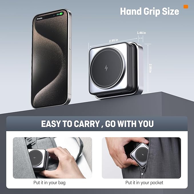 【2026 Upgraded】 Wireless Charger 3 in 1, Foldable Wireless Charging Station with Light for Apple Magnetic Charger, Travel Magnetic Charger Stand, Nightstand Fast 15W Charging Station (20W Adapter)