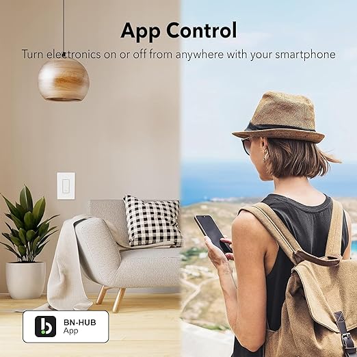 BN-LINK Smart Light Switch with Timer Function, Single Pole, 2.4GHz Wi-Fi in-Wall Switch, Neutral Wire Required, Compatible with Alexa and Google Assistant, No Hub Required, White(4 Pack)