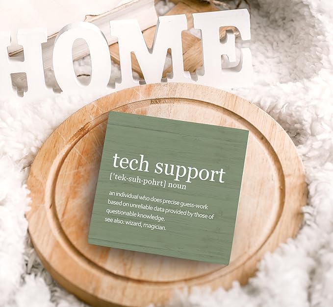 SRADMO Tech Support Office Wood Box Sign Desk Decor, Tech Support Gifts, Gifts For It Tech Guys, Desk Decorations Office, It Tech Gifts Wooden Box Sign Decoration, Tech Support Table Decor(Green)