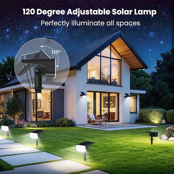 Solar Spotlights, Super Bright LED, 2 CCT Warm & Cool Light, Solarspot Lights for Outside Landscape Auto On/Off -2 Pack